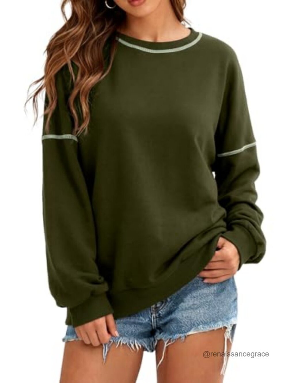 Women's Oversized Crewneck Pullover Sweatshirt Loose Fit Casual
